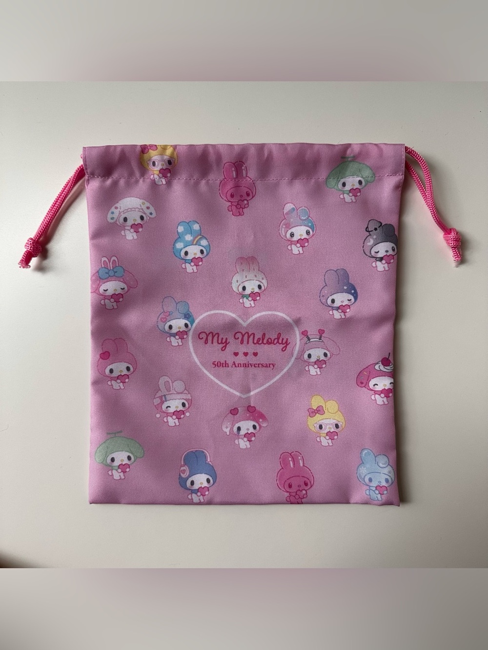 My Melody 50th Anniversary Drawstring Pouch Bag